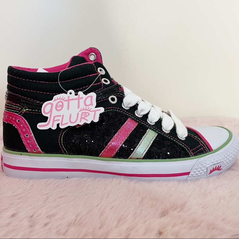 NIB Gotta Flurt Black Sparkly High Tops
